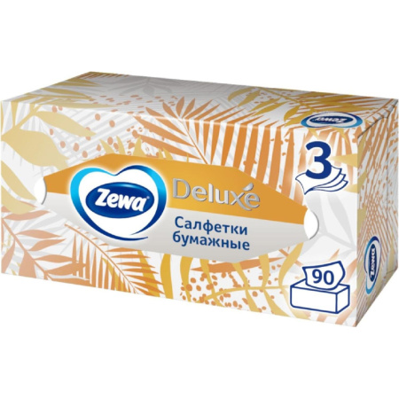 Салфетки косметические ZEWA-Deluxe 28420/3849 3-сл.90шт./уп.
