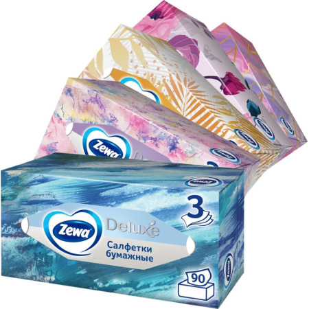Салфетки косметические ZEWA-Deluxe 28420/3849 3-сл.90шт./уп.