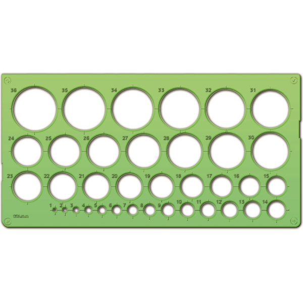 Линейка окружностей от 1 до 36мм,ТТ-21