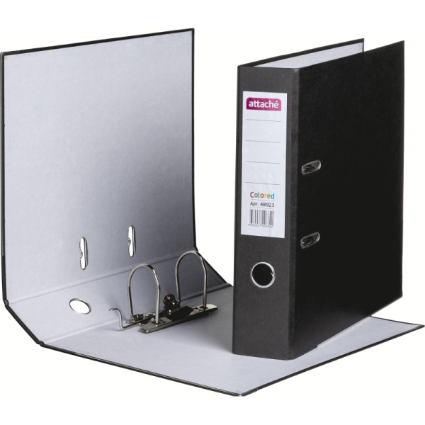 Папка-регистратор ATTACHE Colored 12734/20451, 75мм, черный,бум/бум
