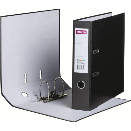 Папка-регистратор ATTACHE Colored 12734/20451, 75мм, черный,бум/бум