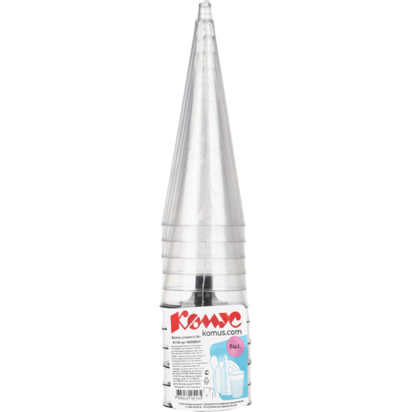 Бокал одноразовый д/шамп,Комус 180 мл прозрачн.,ПС 6шт./уп