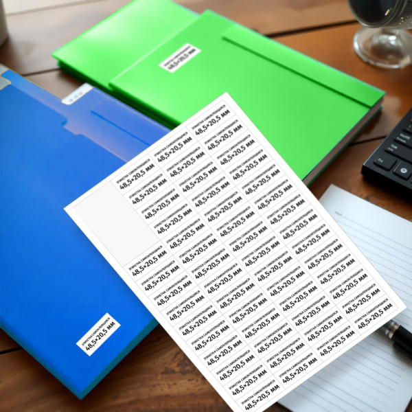 Этикетки самоклеящиеся  48,5х20,5 мм/56 шт. на листе А4 (100л