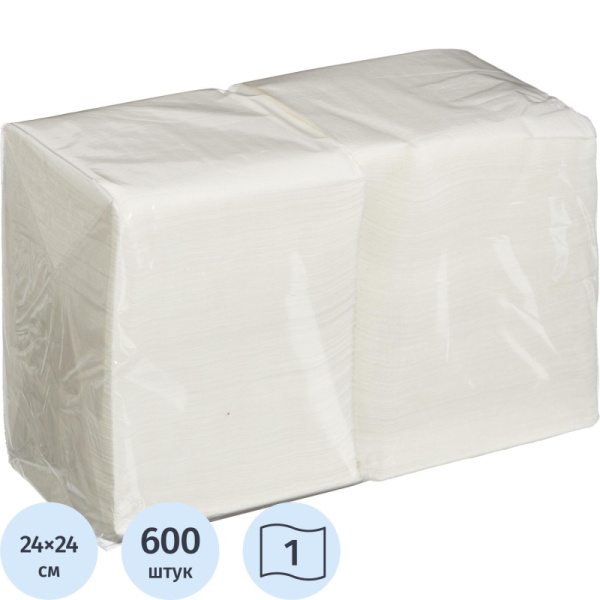 Салфетки BIG PACK 1сл.24х24 белые 600шт./уп.