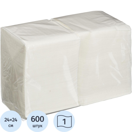 Салфетки BIG PACK 1сл.24х24 белые 600шт./уп.