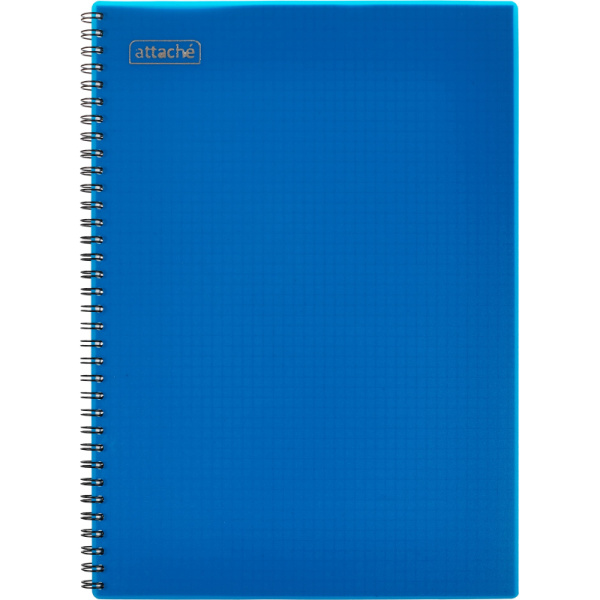 Тетрадь общая Attache 96л клетка А4 спираль, обложка Plastic, синяя