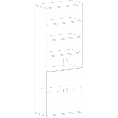 Шкаф SH_Стратегия   со стеклом выс.S75 (51821) серый