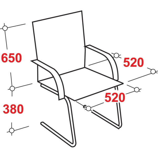 Конференц-кресло VT_Конференц CH416-V полозья, ЭКОкожа черная