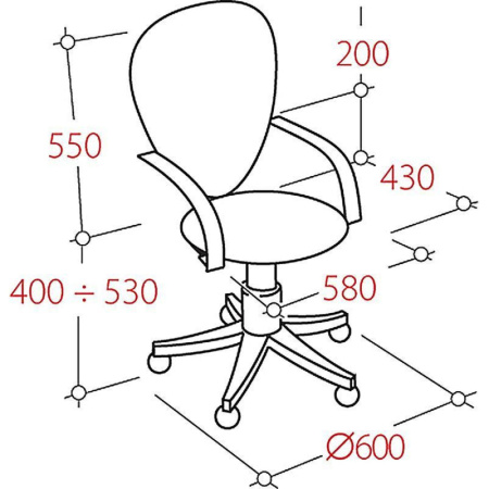 Кресло VT_CH661 пластик, ткань черная 30-21 (15-21)