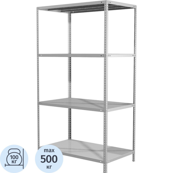 Стеллаж металлический ПРАКТИК MS 4 полки 1000х400х1850