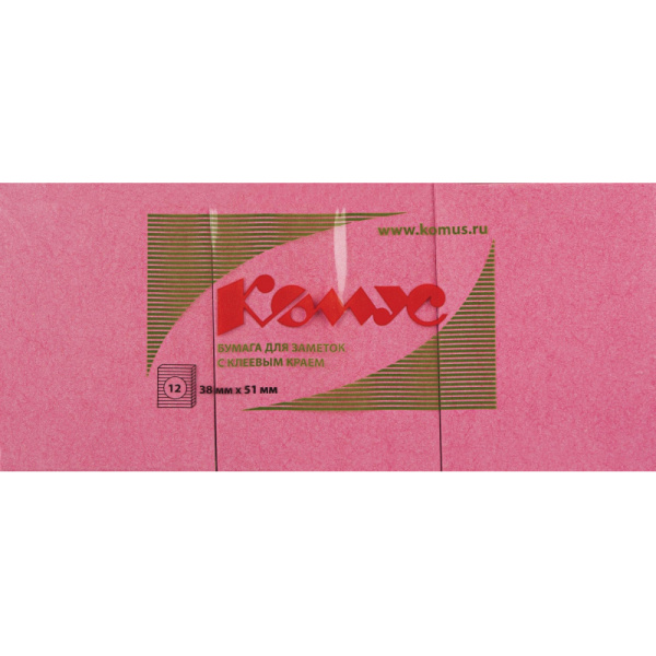 Стикеры КОМУС с клеев.краем 38х51 неон.цвета 12 блоков