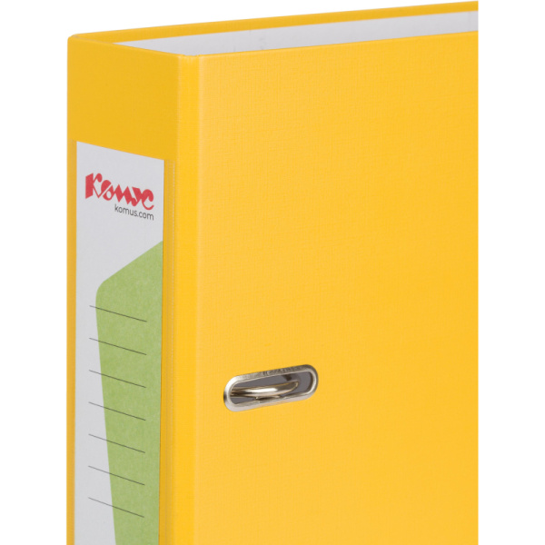 Папка-регистратор Комус Экономи 75мм желтая, ПБП1, карм.кор., мет.уг