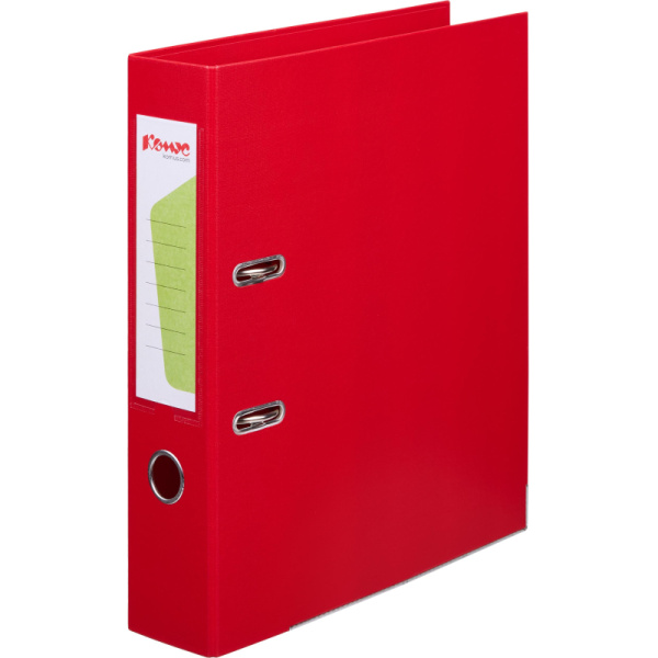 Папка-регистратор Комус Стандарт 75мм  красная, ПБП2, карм.кор., мет.уг