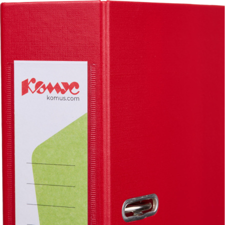 Папка-регистратор Комус Стандарт 75мм  красная, ПБП2, карм.кор., мет.уг
