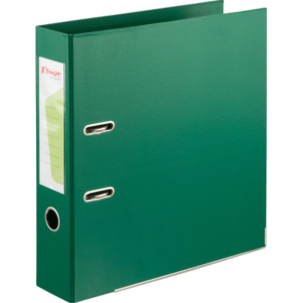 Папка-регистратор Комус Стандарт 75мм  зеленая, ПБП2, карм.кор., мет.уг