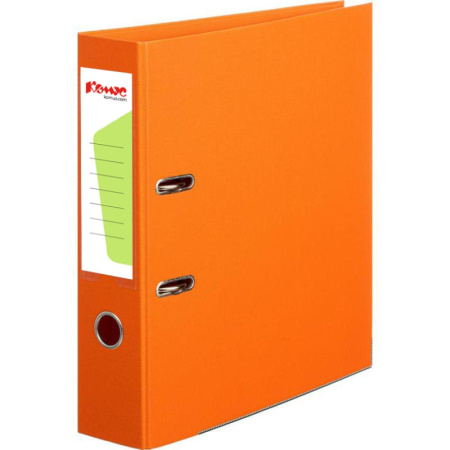 Папка-регистратор Комус Стандарт 75мм  оранжевая, ПБП2, карм.кор., мет.уг