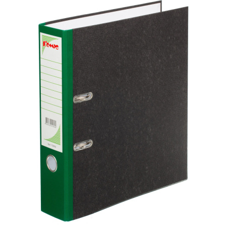 Папка-регистратор Комус мрамор.карт 75мм зел кореш ,бум/бум,карм.кор,мет.уг