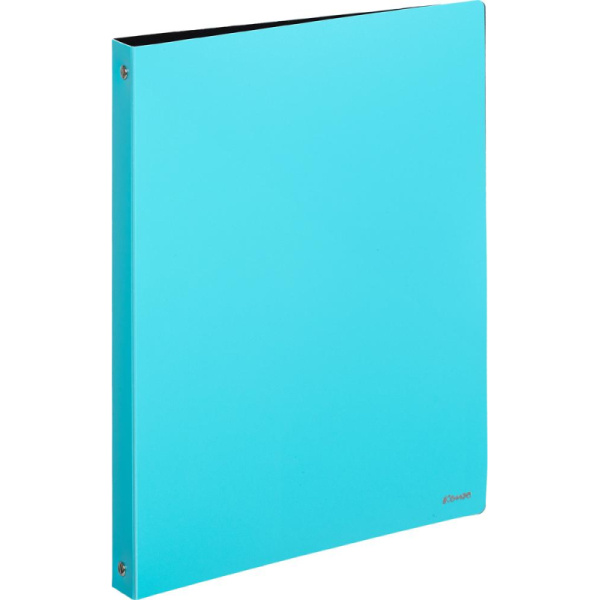 Папка на 4-х кольцах Комус,25 мм, голубая, с карманом СD/визитки