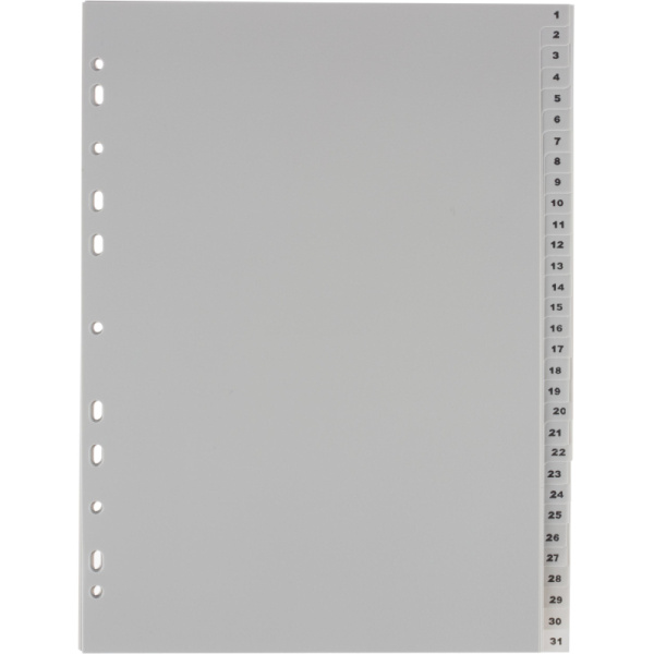 Разделитель листов из сер.пласт. с индексами Attache, А4,цифровой 1-31