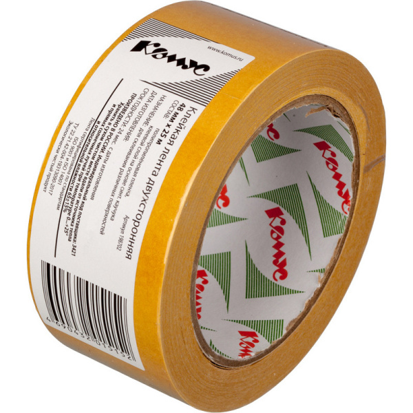 Клейкая лента двусторонняя Комус 48мм х 25м, полипропилен