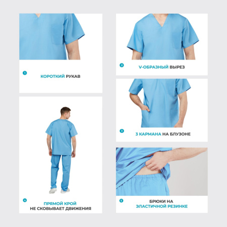 Костюм хирурга универс./м05-КБР,цв.глб. (р.48-50) р.158-164