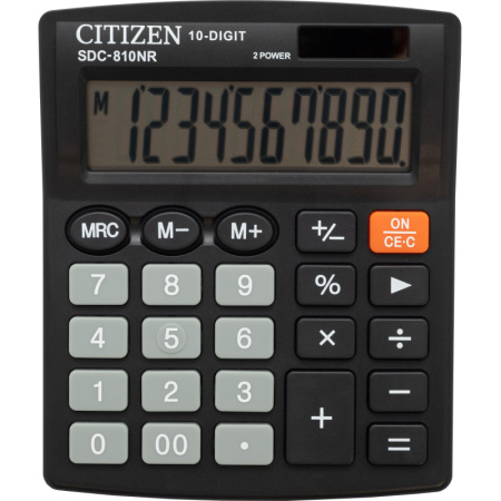 Калькулятор настольный КОМПАКТНЫЙ Citizen бух. SDC-810NR 10раз. дв.пит черн
