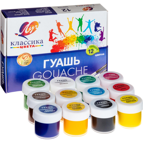 Гуашь 12цв.,Луч Классика,банка 20 мл