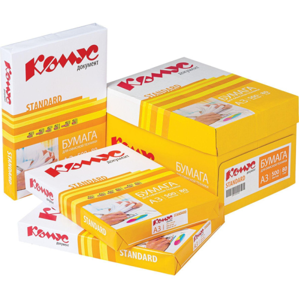 Бумага КОМУС ДОКУМЕНТ Standard (А3, марка С, 80 г/кв.м, 500 л) Волга