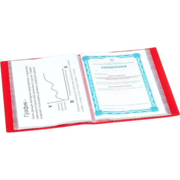 Папка файловая на 80 файлов в коробе красный