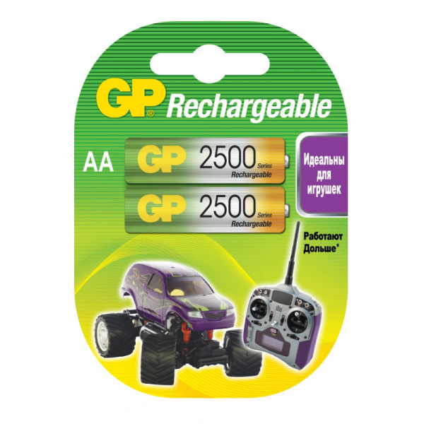 Аккумулятор GP 2500 series (min 2450mAh) АА/НR6 бл/2шт, 250AAHC-2DECRC2