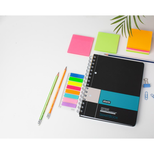 Бизнес-тетрадь SMARTBOOK А5 120л. клетка,спир,микроп,разд,карм,сер-бирюз