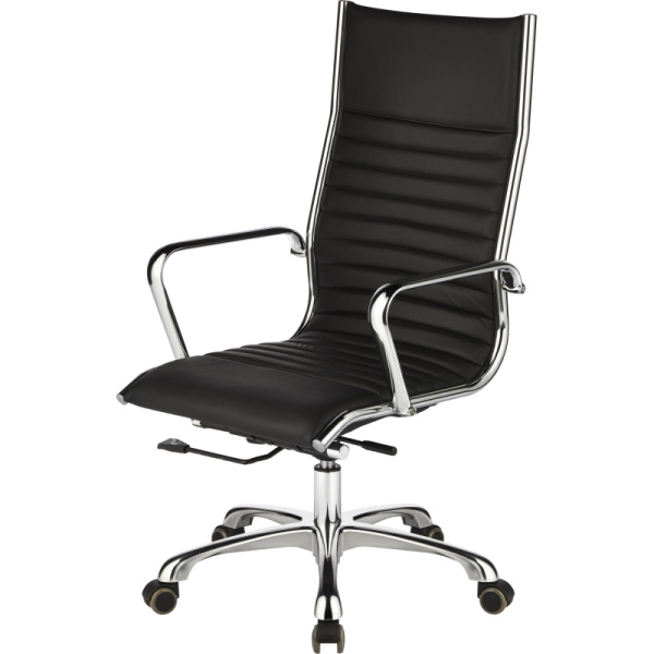 Кресло BN_Jl_Руководителя EChair-704 TL кожа черная, хром