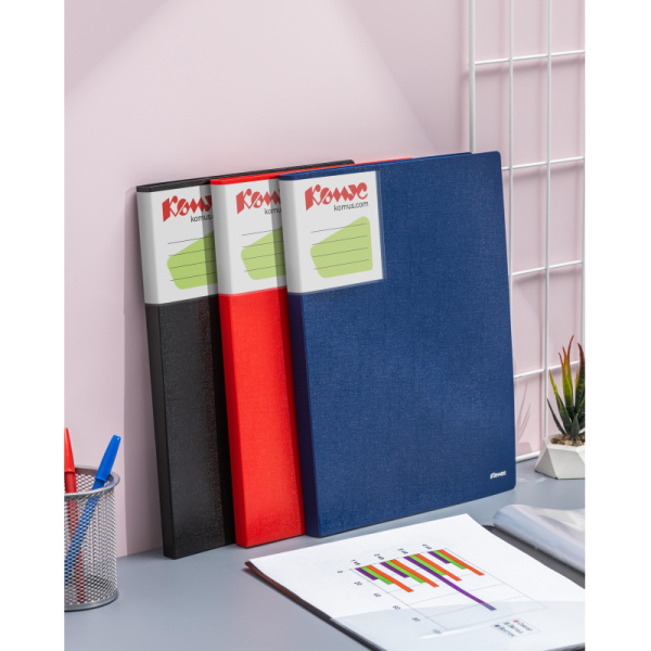 Папка файловая 20 файлов Комус Шелк синяя