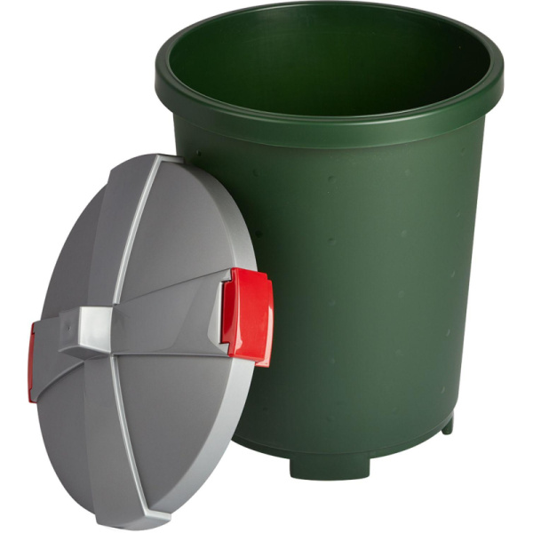 Бак для отходов 45л пластик, зеленый для пищ./непищ. прод.крышка-защелки
