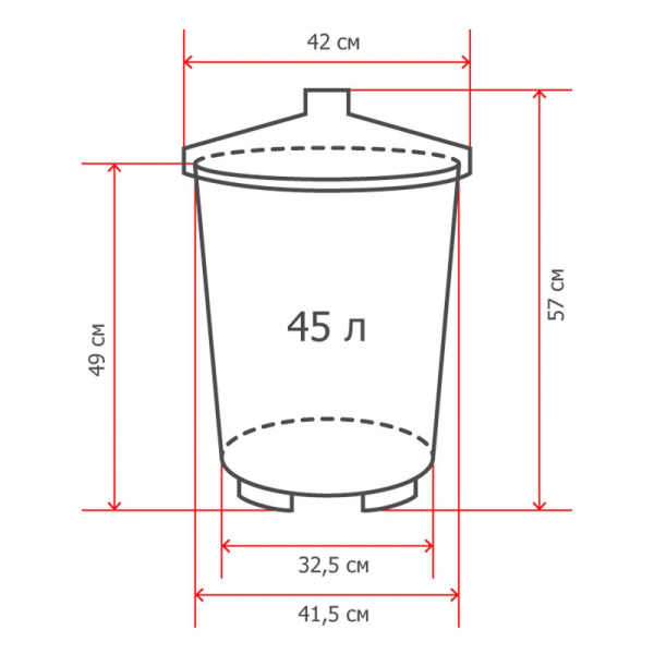 Бак для отходов 45л пластик, зеленый для пищ./непищ. прод.крышка-защелки