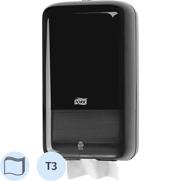 Диспенсер для туалетной бумаги листовой Tork Т3 556008 черный