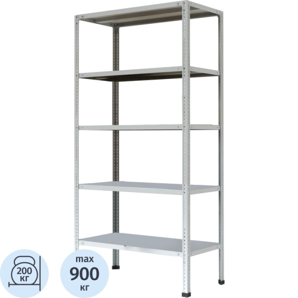 Стеллаж металлический P_МС-255/900 усиленный с 5-ю полками 1000х500х2000