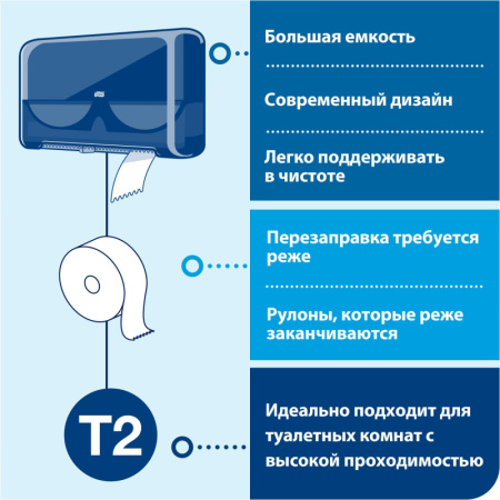 Бумага туалетная д/дисп Торк T2 Комфорт в мини-рул2слбелвтор170м12рул120231