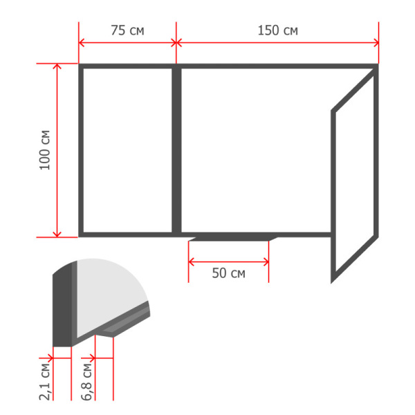 Доска магнитно-меловая/маркерная 100х300 2-створ
