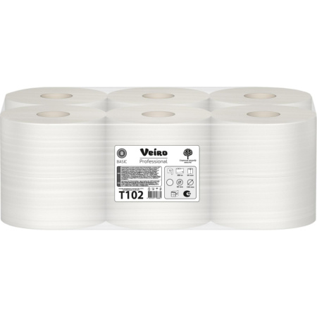 Бумага туалетная д/дисп Veiro Q2 Basic 1сл сер вторич 200м 12рул/уп T102