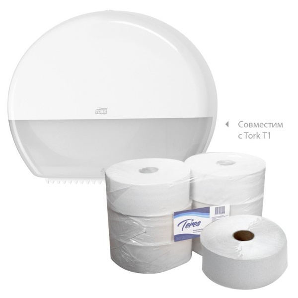 Бумага туалетная д/дисп Терес Эконом макси 1сл бел втор 480м 6рул/уп T-0014