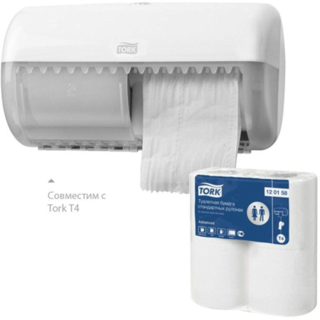 Бумага туалетная Торк T4 2сл бел вторич 23м 184л 4рул/уп 24уп/блок 120158