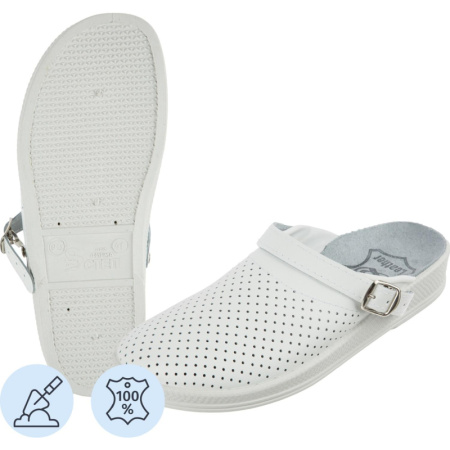 Сабо муж.нат.кожа цв.белый(р.43) (10-12-7)