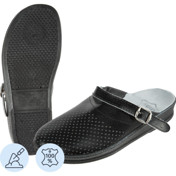 Сабо муж.нат.кожа цв.чёрный(р.45) (10-12-7)