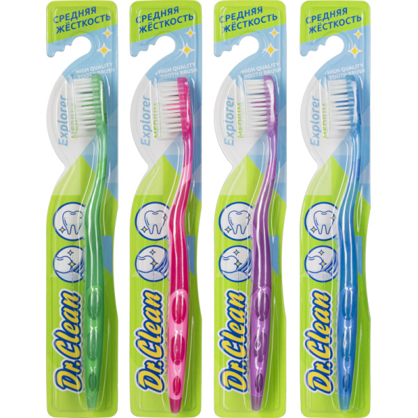 Зубная щетка для взрослых средней жесткости + подушечка для чистки языка