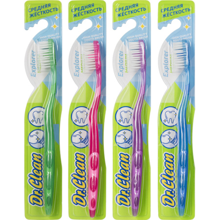 Зубная щетка для взрослых средней жесткости + подушечка для чистки языка