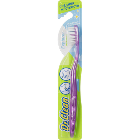 Зубная щетка для взрослых средней жесткости + подушечка для чистки языка