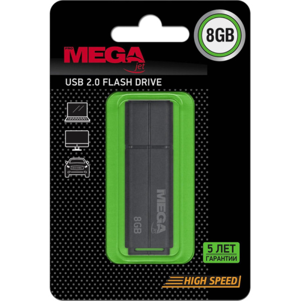 Флеш-память ProMega jet, 8Gb, USB 2.0, чер, PJ-FD-8GB-Black