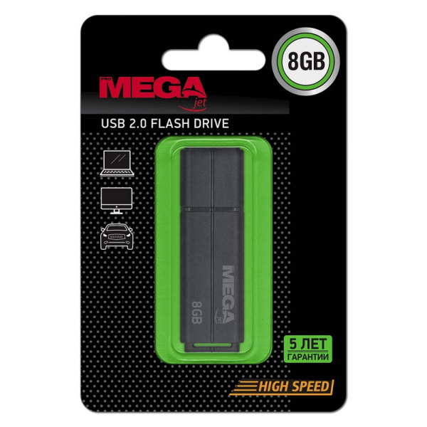 Флеш-память ProMega jet, 8Gb, USB 2.0, чер, PJ-FD-8GB-Black