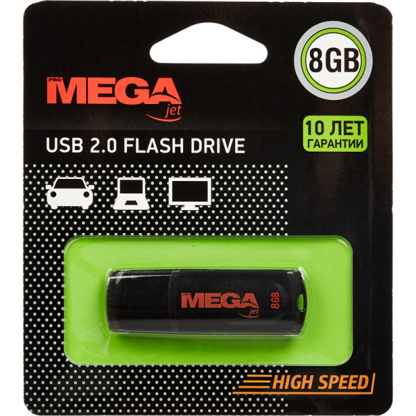 Флеш-память ProMega jet, 8Gb, USB 2.0, чер, PJ-FD-8GB-Black